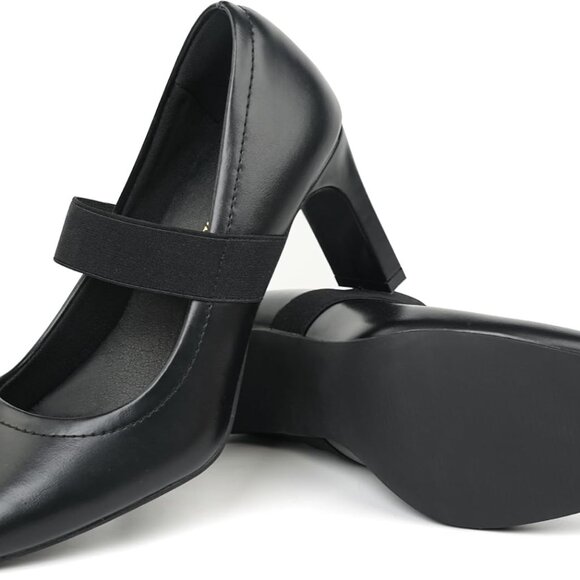 Women's Synthetic Square Toe Mary Janes High Heels Dress Shoes 3 Inch - Picture 6 of 6